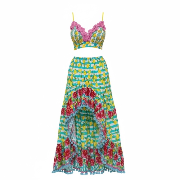 Antica Sartoria Vibrant Floral Maxi Skirt Set